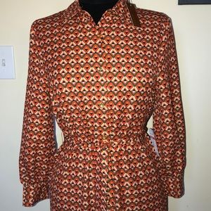 New Alexia admor button front dress collar S geo